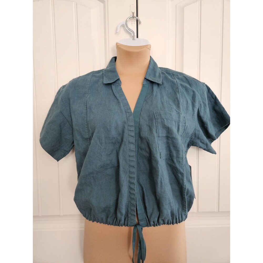 Athleta Playa Linen Tie Top Size Large Wrap Stretch Waist NWT